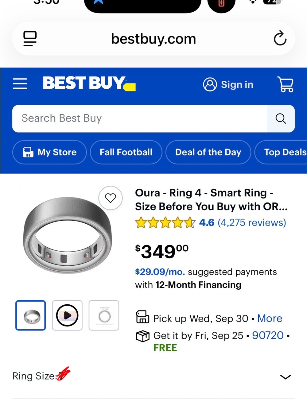 Oura Ring 4 Smart Ring — Silver Finish